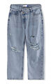 Jeans Straight Pretina Asimétrica,AZUL PASTEL
